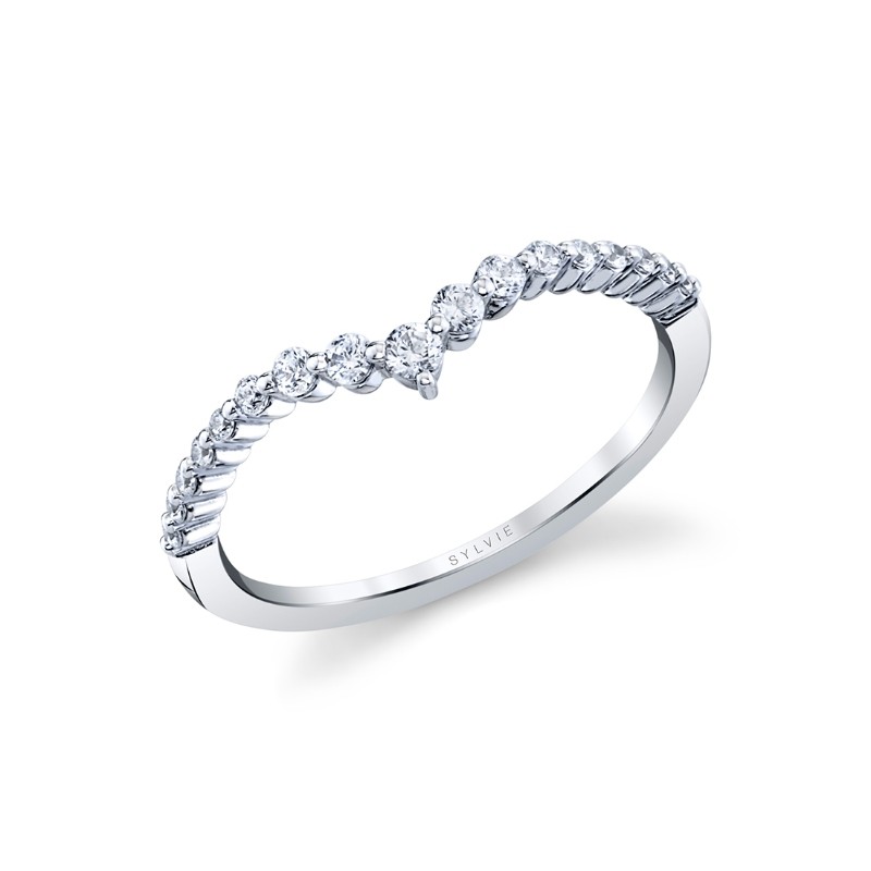 Sylvie Round Diamond Curved Wedding Band