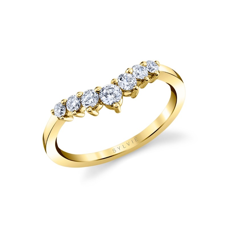 Sylvie Curved Diamond Wedding Ring