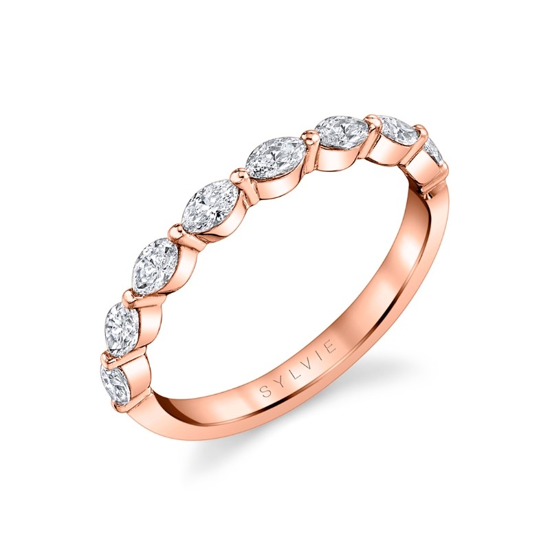 Sylvie Single Prong Wedding Band with Marquise Diamonds