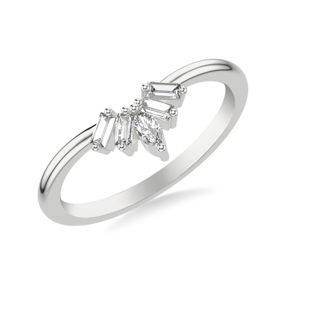 Curved Marquise and Baguette Diamond Band