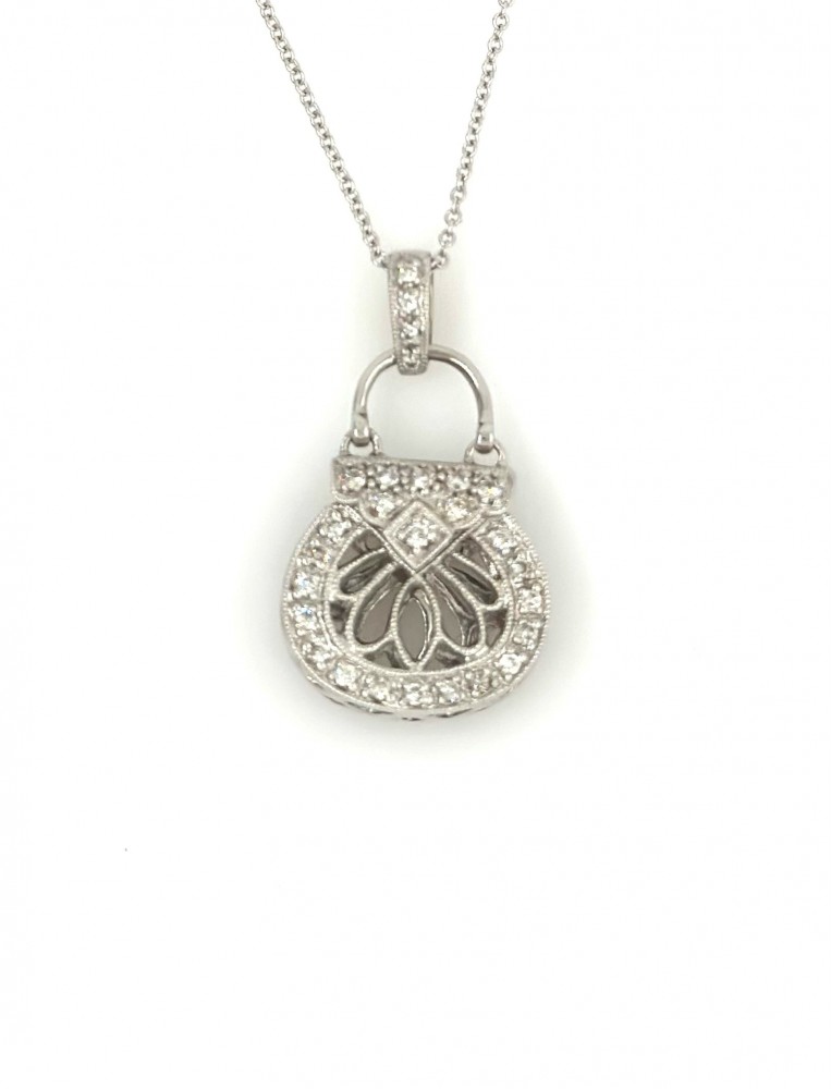 Estate 14kwg Diamond Purse Pendant