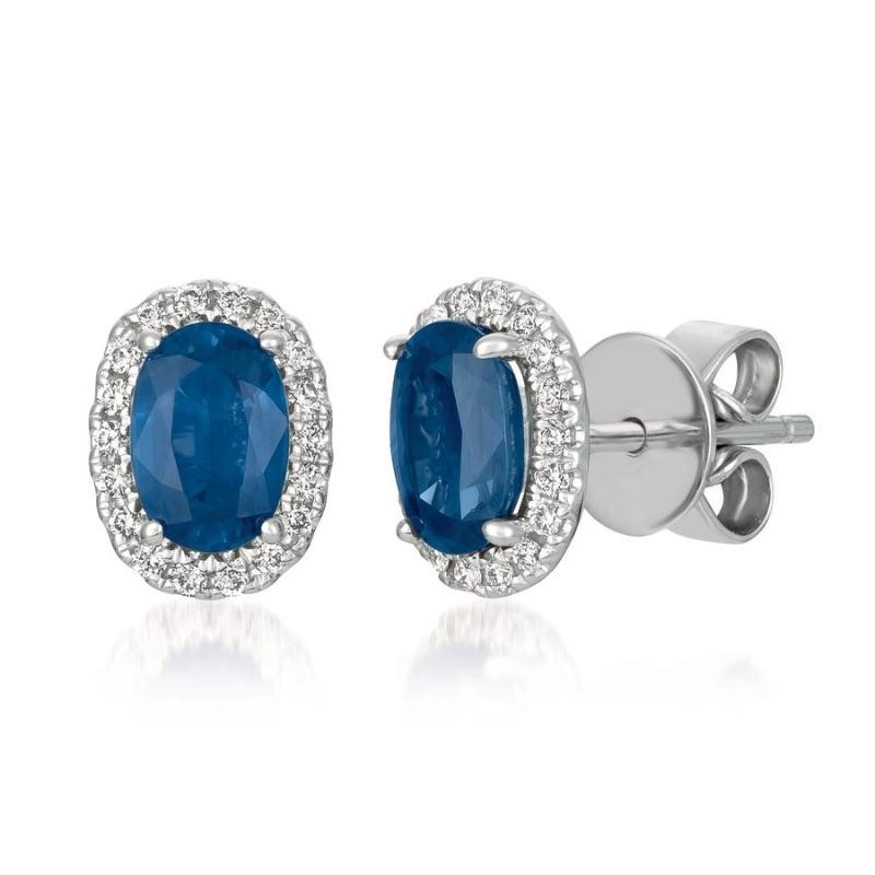 Le Vian&reg; Earrings featuring 1 cts. Blueberry Sapphire&trade; , 1/8 cts. Vanilla Diamonds&reg; set in 14K Vanilla Gold&reg;
