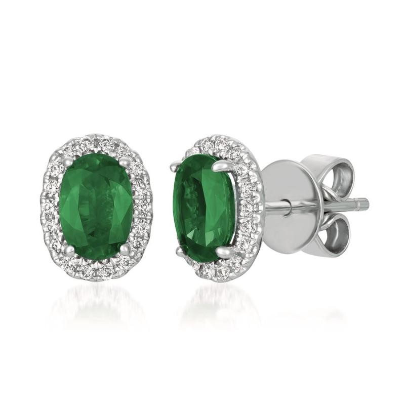 Le Vian&reg; Earrings featuring 3/4 cts. Costa Smeralda Emeralds&trade; , 1/8 cts. Vanilla Diamonds&reg; set in 14K Vanilla Gold&reg;