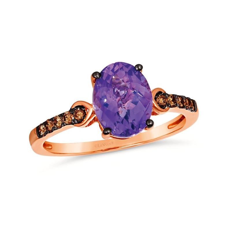 Le Vian Chocolatier&reg; Ring featuring 1 3/4 cts. Grape Amethyst&trade; , 1/6 cts. Chocolate Diamonds&reg; set in 14K Strawberry Gold&reg;