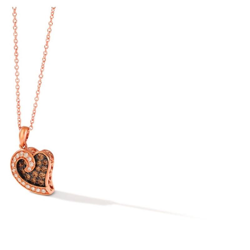 Le Vian Chocolatier&reg; Pendant featuring 1/5 cts. Chocolate Diamonds&reg; , 1/10 cts. Vanilla Diamonds&reg; set in 14K Strawberry Gold&reg;