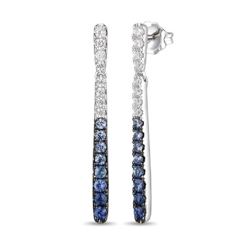 Le Vian Ombre&reg; Earrings featuring 1/2 cts. Denim Ombré&reg; Sapphire, 1/3 cts. Vanilla Sapphire&trade; , set in 14K Vanilla Gold&reg;