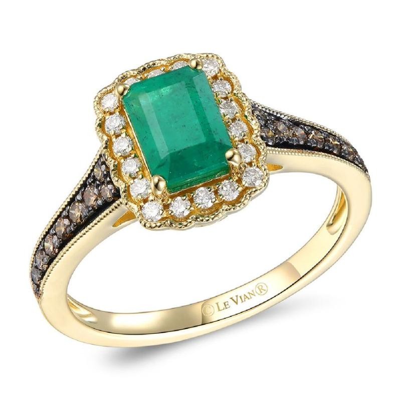 Le Vian&reg; Ring featuring 3/4 cts. Costa Smeralda Emeralds&trade; , 1/6 cts. Chocolate Diamonds&reg; , 1/6 cts. Nude Diamonds&trade; set in 14K Honey Gold&trade;