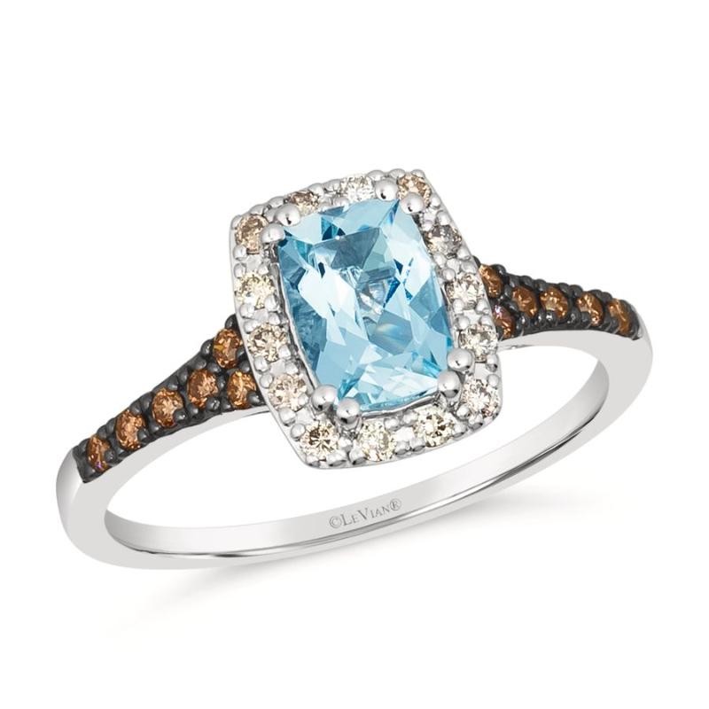 Le Vian&reg; Ring featuring 3/4 cts. Sea Blue Aquamarine&reg; , 1/10 cts. Chocolate Diamonds&reg; , 1/10 cts. Nude Diamonds&trade; set in 14K Vanilla Gold&reg;