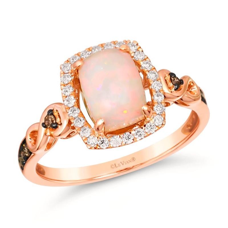 Le Vian Chocolatier&reg; Ring featuring 5/8 cts. Neopolitan Opal&reg; , 1/10 cts. Chocolate Diamonds&reg; , 1/6 cts. Vanilla Diamonds&reg; set in 14K Strawberry Gold&reg;
