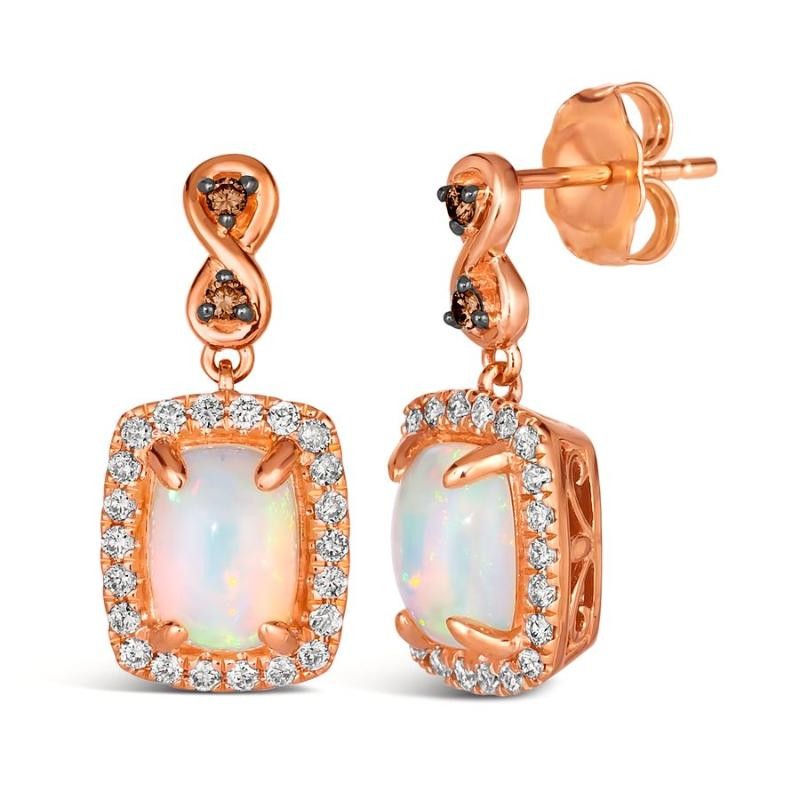 Le Vian Chocolatier&reg; Earrings featuring 1 cts. Neopolitan Opal&reg; , 1/20 cts. Chocolate Diamonds&reg; , 1/4 cts. Vanilla Diamonds&reg; set in 14K Strawberry Gold&reg;