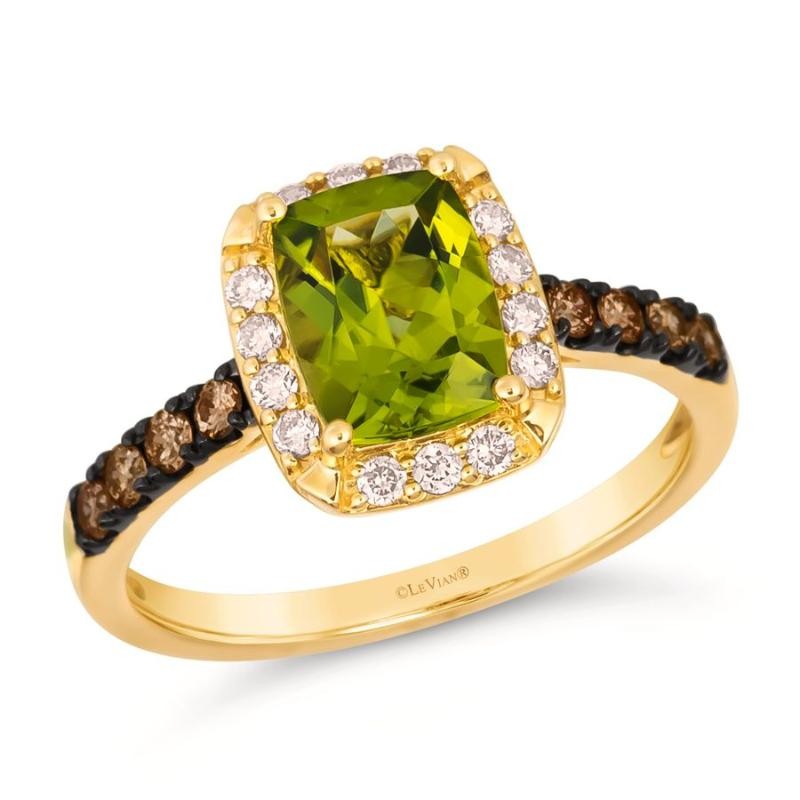 Le Vian&reg; Ring featuring 1 1/3 cts. Green Apple Peridot&trade; , 1/5 cts. Chocolate Diamonds&reg; , 1/6 cts. Nude Diamonds&trade; set in 14K Honey Gold&trade;