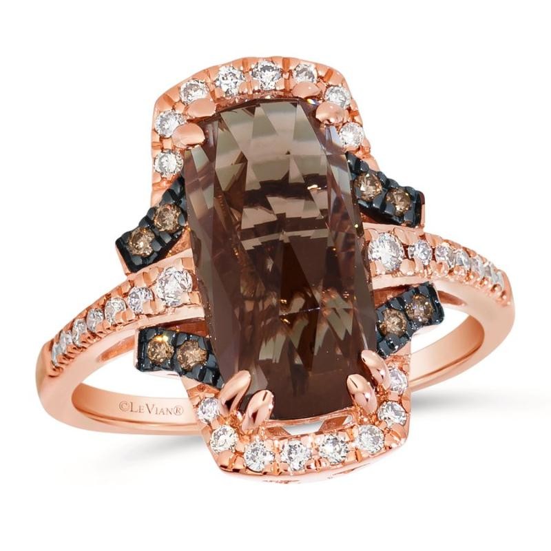 Le Vian&reg; Ring featuring 3 1/5 cts. Chocolate Quartz&reg; , 1/4 cts. Nude Diamonds&trade; , 1/20 cts. Chocolate Diamonds&reg; set in 14K Strawberry Gold&reg;