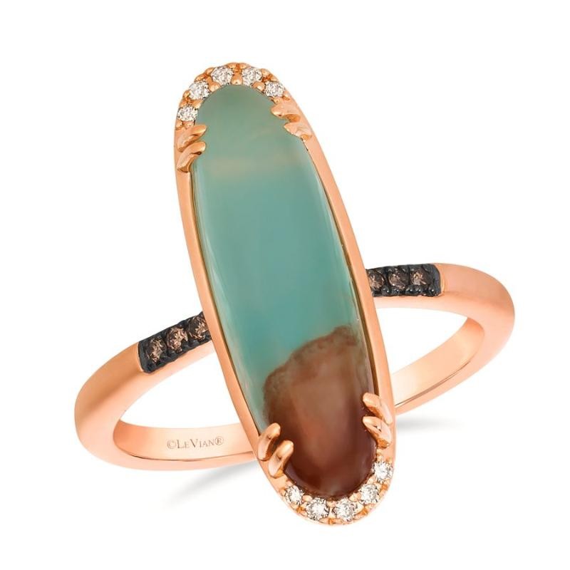 Le Vian&reg; Ring featuring 3 3/8 cts. Peacock Aquaprase&trade; , 1/20 cts. Nude Diamonds&trade; , 1/20 cts. Chocolate Diamonds&reg; set in 14K Strawberry Gold&reg;