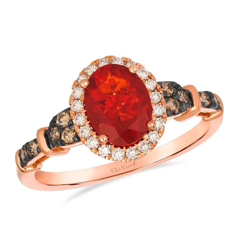 Le Vian&reg; Ring featuring 3/4 cts. Neon Tangerine Fire Opal&reg; , 1/6 cts. Chocolate Diamonds&reg; , 1/6 cts. Nude Diamonds&trade; set in 14K Strawberry Gold&reg;