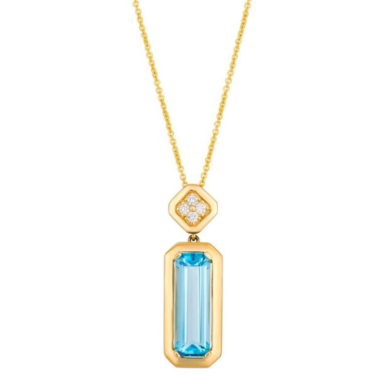 Le Vian&reg; Pendant featuring 3 1/3 cts. Ocean Blue Topaz&trade; , 1/20 cts. Vanilla Diamonds&reg; set in 14K Honey Gold&trade;