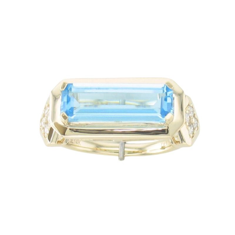 Le Vian&reg; Ring featuring 3 1/3 cts. Ocean Blue Topaz&trade; , 1/8 cts. Vanilla Diamonds&reg; set in 14K Honey Gold&trade;