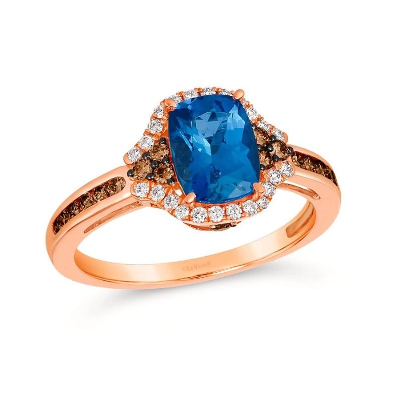 Le Vian Chocolatier&reg; Ring featuring 1 1/4 cts. Blueberry Tanzanite&reg; , 1/4 cts. Chocolate Diamonds&reg; , 1/8 cts. Vanilla Diamonds&reg; set in 14K Strawberry Gold&reg;