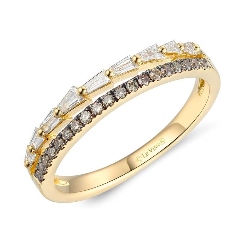 Le Vian Chocolatier&reg; Ring featuring 1/6 cts. Vanilla Diamonds&reg; , 1/6 cts. Chocolate Diamonds&reg; set in 14K Honey Gold&trade;
