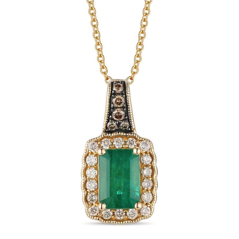 Le Vian&reg; Pendant featuring 3/4 cts. Costa Smeralda Emeralds&trade; , 1/20 cts. Chocolate Diamonds&reg; , 1/6 cts. Nude Diamonds&trade; set in 14K Honey Gold&trade;