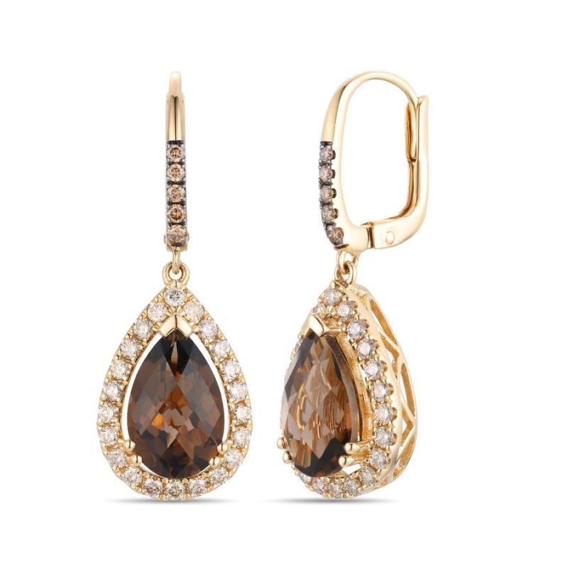 Le Vian&reg; Earrings featuring 3 3/4 cts. Chocolate Quartz&reg; , 1/10 cts. Chocolate Diamonds&reg; , 5/8 cts. Nude Diamonds&trade; set in 14K Honey Gold&trade;