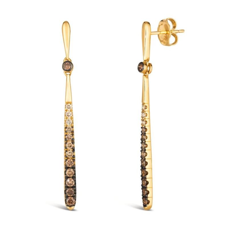 Le Vian Ombre&reg; Earrings featuring 5/8 cts. Chocolate Ombré&reg; Diamonds set in 14K Honey Gold&trade;