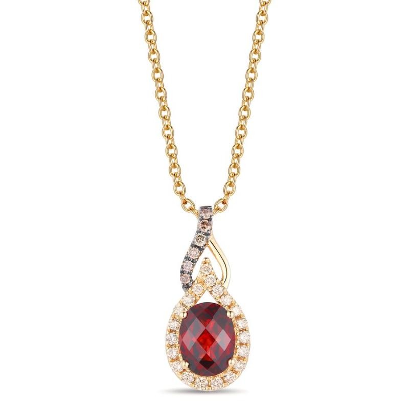 Le Vian&reg; Pendant featuring 1 1/2 cts. Pomegranate Garnet&trade; , 1/5 cts. Nude Diamonds&trade; , 1/20 cts. Chocolate Diamonds&reg; set in 14K Honey Gold&trade;