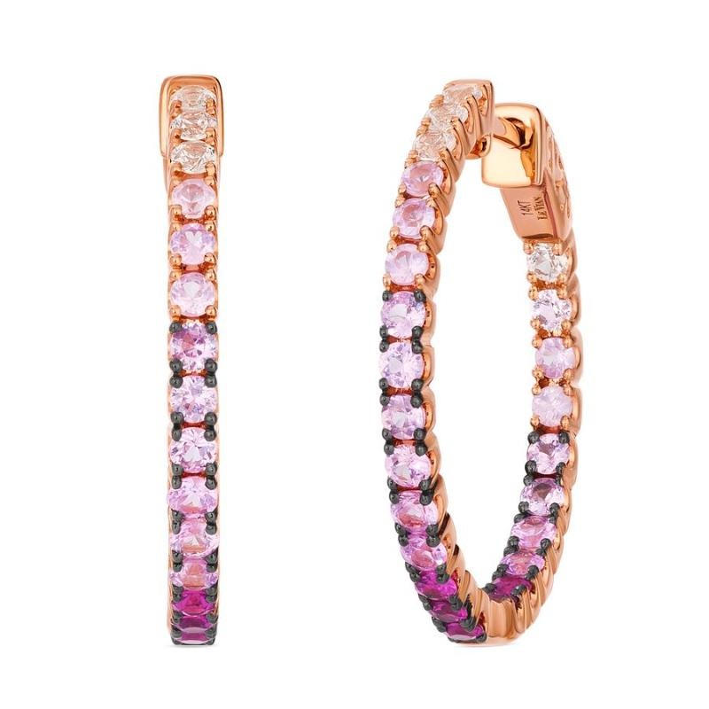 Le Vian Ombre&reg; Earrings featuring 1 1/2 cts. Strawberry Ombré&reg; Sapph, 3/8 cts. Vanilla Sapphire&trade; , set in 14K Strawberry Gold&reg;