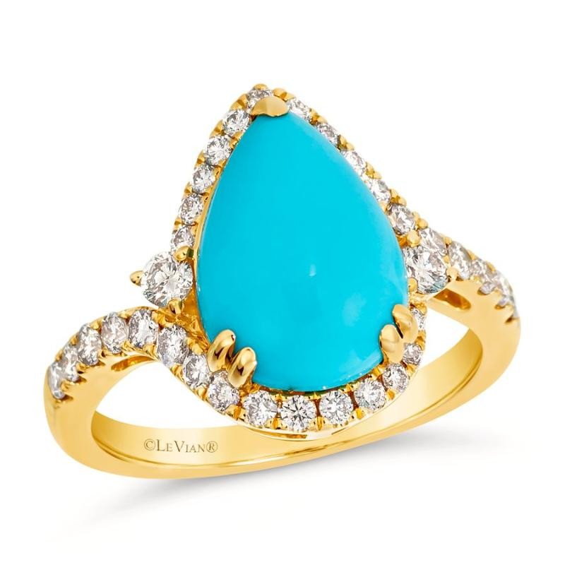 Le Vian&reg; Ring featuring 3 1/4 cts. Robins Egg Blue Turquoise, 1/2 cts. Nude Diamonds&trade; set in 14K Honey Gold&trade;