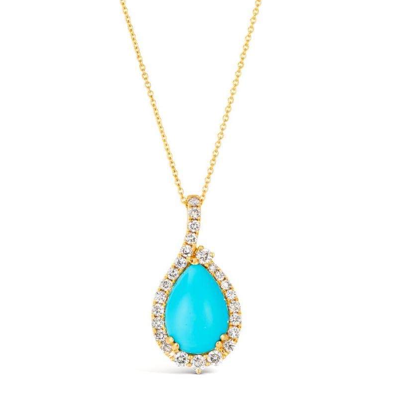 Le Vian&reg; Pendant featuring 3 1/4 cts. Robins Egg Blue Turquoise, 5/8 cts. Nude Diamonds&trade; set in 14K Honey Gold&trade;