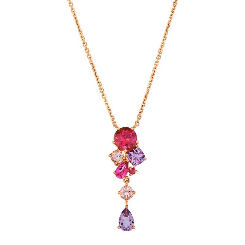 Le Vian&reg; Adjustable Necklace featuring 1 cts. Passion Fruit Tourmaline&trade; , 1/2 cts. Cotton Candy Amethyst&reg; , 1/4 cts. PINK MORGANITE, cts. Bubble Gum Pink Sapphire&trade; , set in 14K Strawberry Gold&reg;