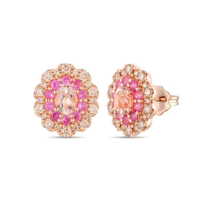 Le Vian&reg; Earrings featuring 3/8 cts. Peach Morganite&trade; , 1/2 cts. Bubble Gum Pink Sapphire&trade; , 1/2 cts. Nude Diamonds&trade; set in 14K Strawberry Gold&reg;