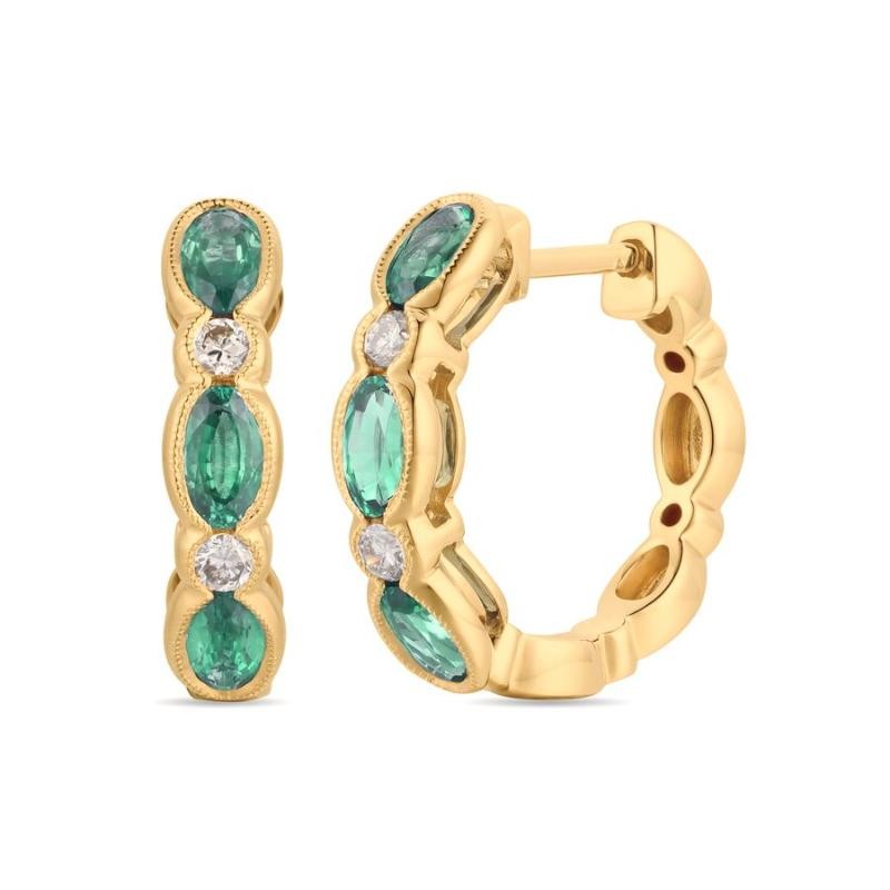 Le Vian&reg; Earrings featuring 1 1/8 cts. Costa Smeralda Emeralds&trade; , 1/6 cts. Vanilla Diamonds&reg; set in 14K Honey Gold&trade;
