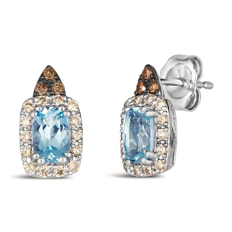 Le Vian&reg; Earrings featuring 7/8 cts. Sea Blue Aquamarine&reg; , 1/4 cts. Nude Diamonds&trade; , 1/20 cts. Chocolate Diamonds&reg; set in 14K Vanilla Gold&reg;