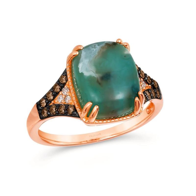 Le Vian&reg; Ring featuring 5 cts. Peacock Aquaprase&trade; , 1/5 cts. Chocolate Diamonds&reg; , 1/20 cts. Nude Diamonds&trade; set in 14K Strawberry Gold&reg;