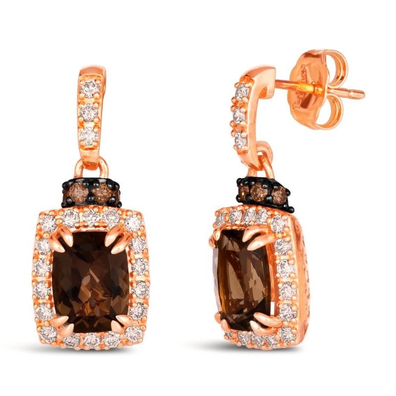Le Vian&reg; Earrings featuring 2 1/3 cts. Chocolate Quartz&reg; , 1/2 cts. Nude Diamonds&trade; , 1/10 cts. Chocolate Diamonds&reg; set in 14K Strawberry Gold&reg;