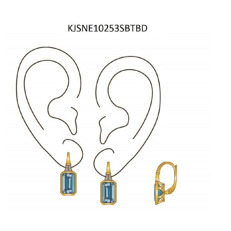 Le Vian&reg; Earrings featuring 4 1/3 cts. Ocean Blue Topaz&trade; , 1/20 cts. Nude Diamonds&trade; set in 14K Honey Gold&trade;