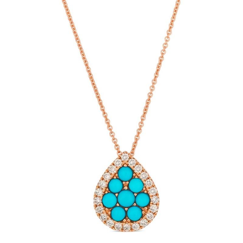 Le Vian&reg; Pendant featuring 5/8 cts. Robins Egg Blue Turquoise, 1/4 cts. Nude Diamonds&trade; set in 14K Strawberry Gold&reg;