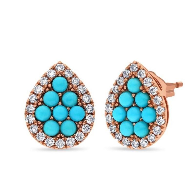 Le Vian&reg; Earrings featuring 5/8 cts. Robins Egg Blue Turquoise, 1/4 cts. Nude Diamonds&trade; set in 14K Strawberry Gold&reg;