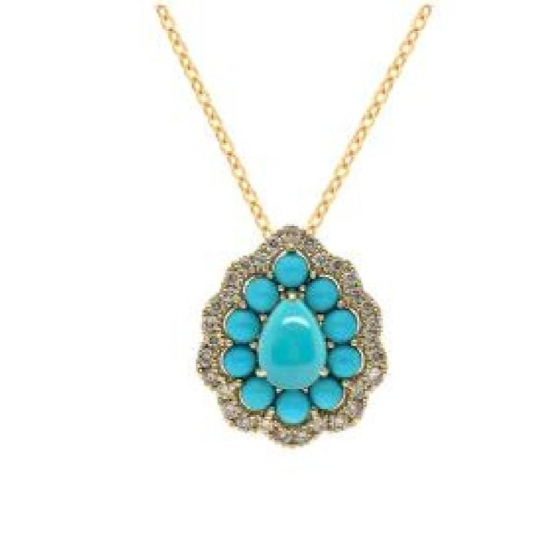 Le Vian&reg; Pendant featuring 1 1/3 cts. Robins Egg Blue Turquoise, 1/4 cts. Nude Diamonds&trade; set in 14K Honey Gold&trade;