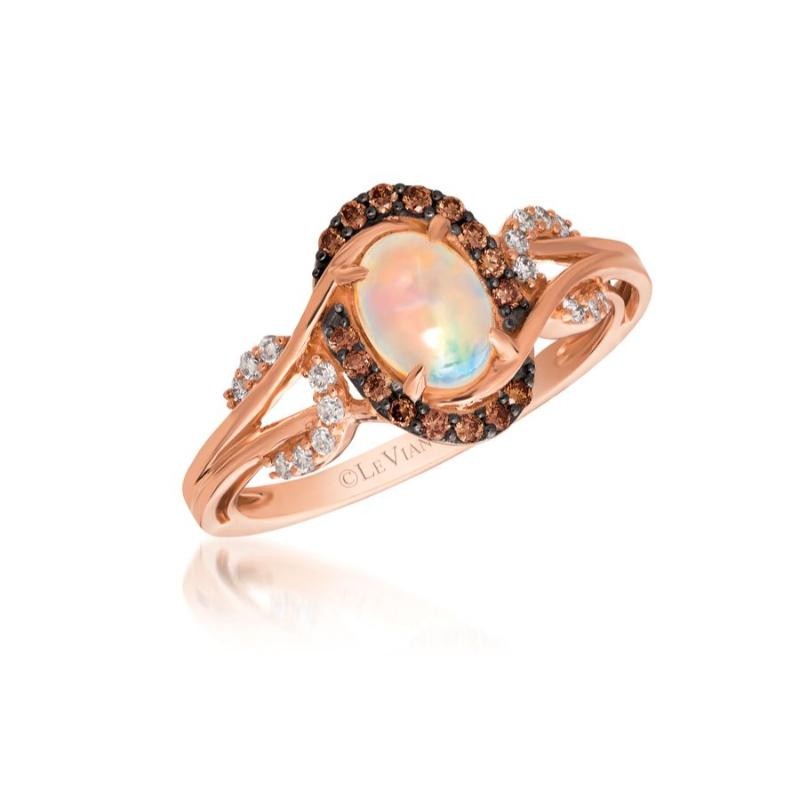 Le Vian Chocolatier&reg; Ring featuring 3/8 cts. Neopolitan Opal&reg; , 1/8 cts. Chocolate Diamonds&reg; , 1/10 cts. Vanilla Diamonds&reg; set in 14K Strawberry Gold&reg;