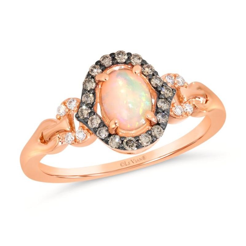 Le Vian Chocolatier&reg; Ring featuring 3/8 cts. Neopolitan Opal&reg; , 1/6 cts. Chocolate Diamonds&reg; , 1/20 cts. Vanilla Diamonds&reg; set in 14K Strawberry Gold&reg;