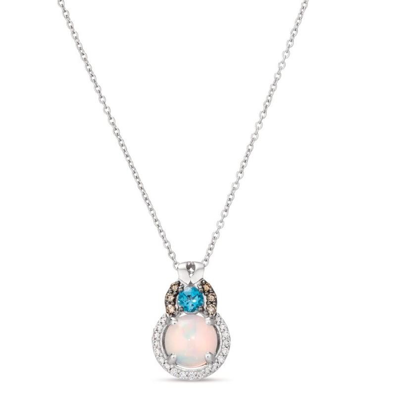 Le Vian Chocolatier&reg; Pendant featuring 3/4 cts. Neopolitan Opal&reg; , 1/6 cts. Deep Sea Blue Topaz&trade; , 1/20 cts. Chocolate Diamonds&reg; , 1/10 cts. Vanilla Diamonds&reg; set in 14K Vanilla Gold&reg;