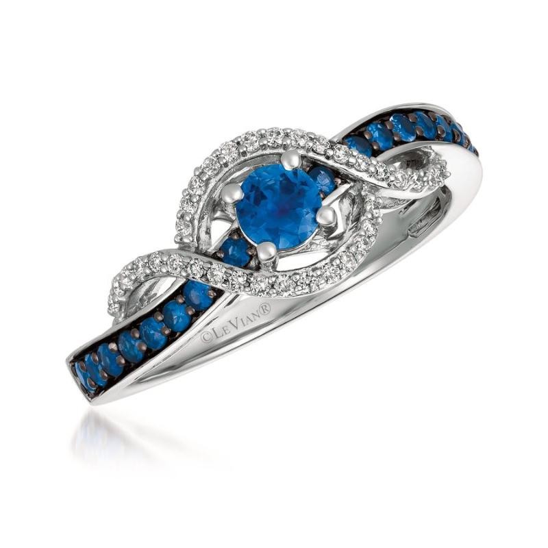 Le Vian&reg; Ring featuring 1/2 cts. Blueberry Sapphire&trade; , 1/8 cts. Vanilla Diamonds&reg; set in 14K Vanilla Gold&reg;