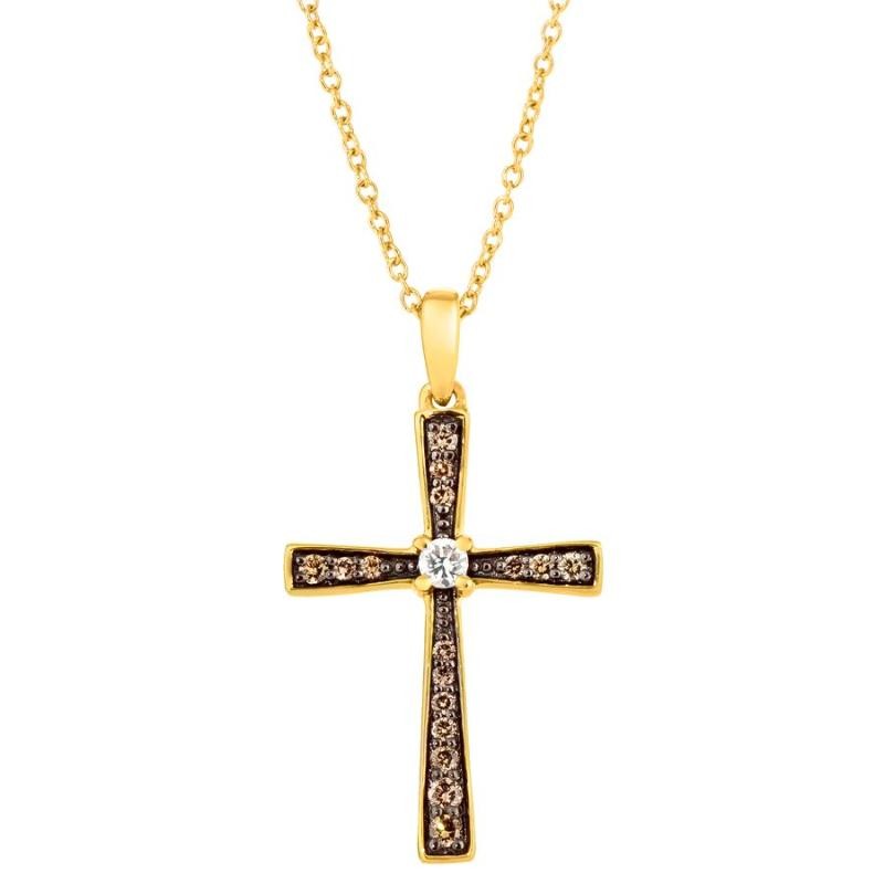 Le Vian Chocolatier&reg; Pendant featuring 1/20 cts. Vanilla Diamonds&reg; , 1/6 cts. Chocolate Diamonds&reg; set in 14K Honey Gold&trade;