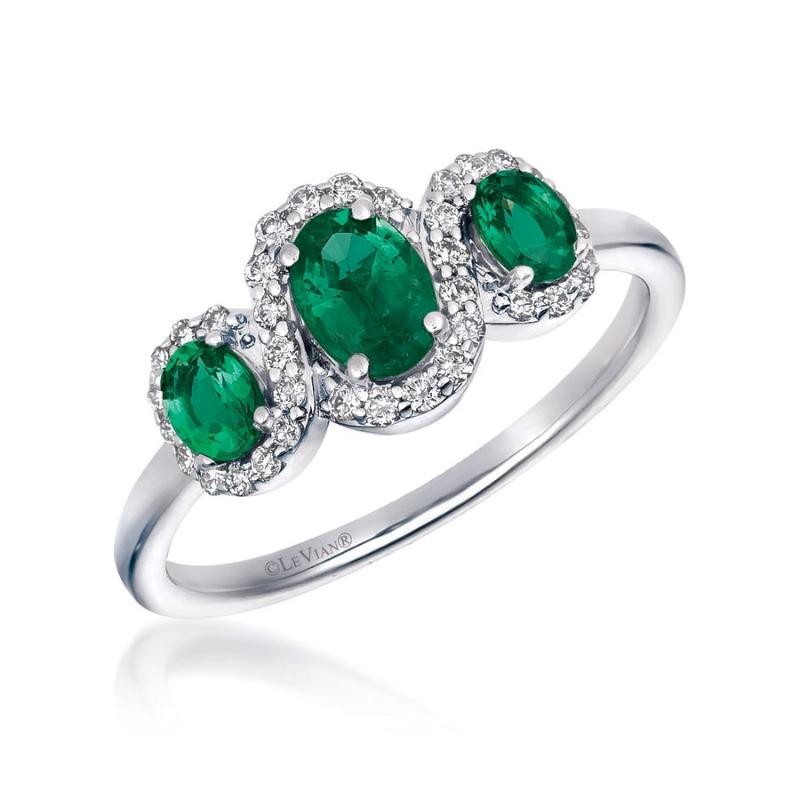 Le Vian&reg; Ring featuring 5/8 cts. Costa Smeralda Emeralds&trade; , 1/5 cts. Vanilla Diamonds&reg; set in 14K Vanilla Gold&reg;