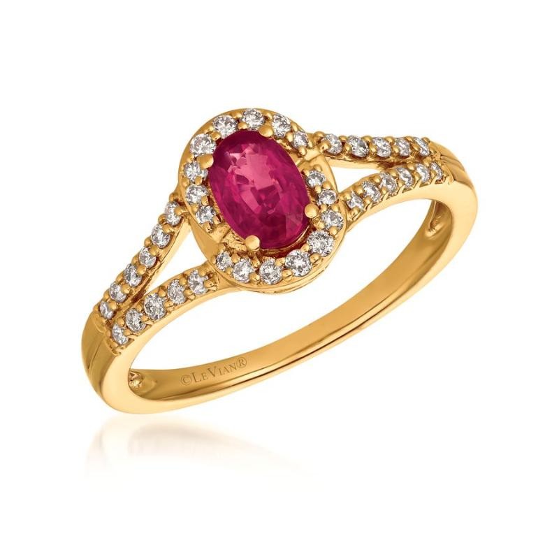 Le Vian&reg; Ring featuring 1/2 cts. Passion Ruby&reg; , 1/4 cts. Vanilla Diamonds&reg; set in 14K Honey Gold&trade;