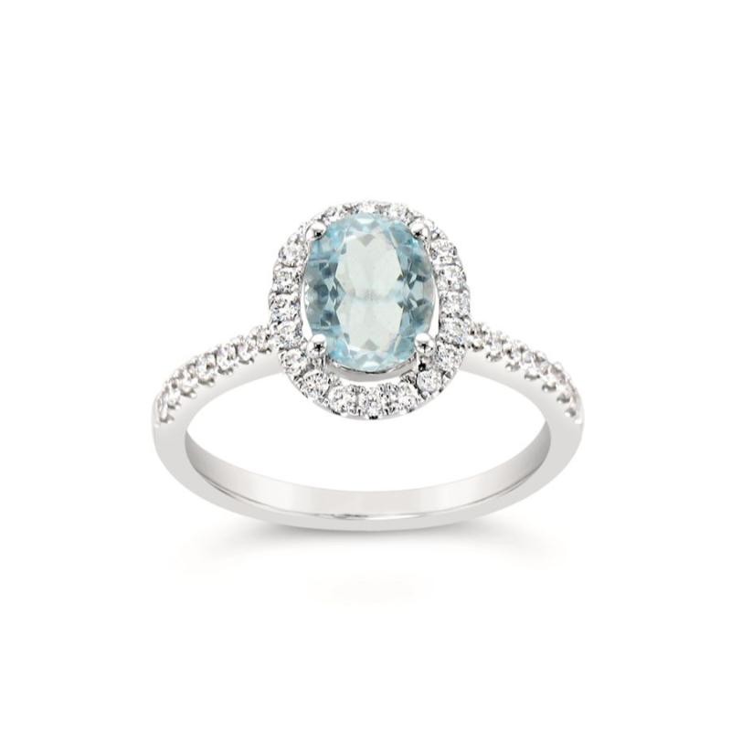 Le Vian&reg; Ring featuring 7/8 cts. Sea Blue Aquamarine&reg; , 1/3 cts. Vanilla Diamonds&reg; set in 14K Vanilla Gold&reg;