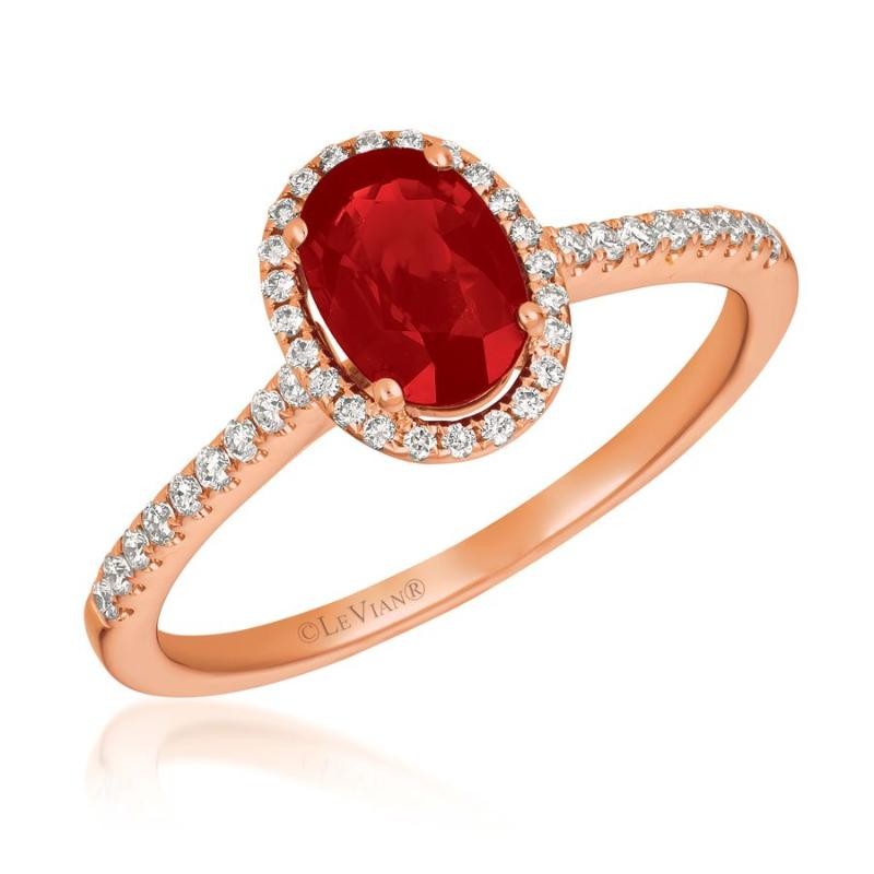 Le Vian&reg; Ring featuring 3/4 cts. Passion Ruby&reg; , 1/6 cts. Vanilla Diamonds&reg; set in 14K Strawberry Gold&reg;