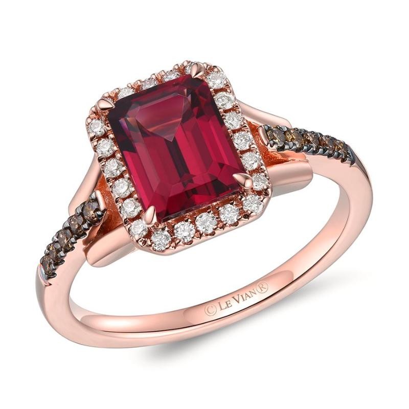 Le Vian&reg; Ring featuring 1 7/8 cts. Raspberry Rhodolite&reg; , 1/10 cts. Chocolate Diamonds&reg; , 1/6 cts. Nude Diamonds&trade; set in 14K Strawberry Gold&reg;
