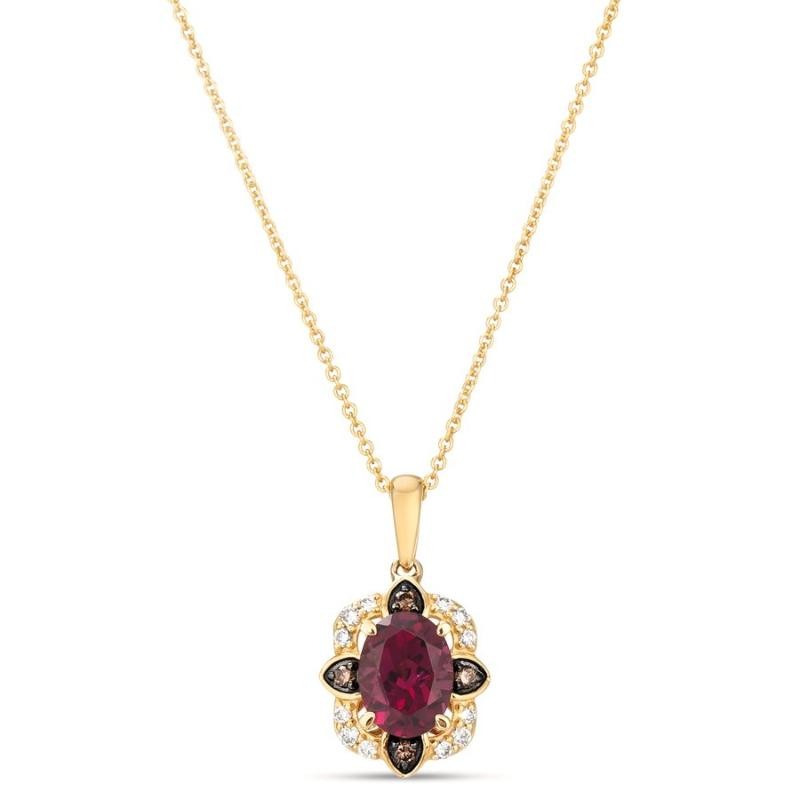 Le Vian&reg; Pendant featuring 1 1/3 cts. Raspberry Rhodolite&reg; , 1/10 cts. Nude Diamonds&trade; , 1/20 cts. Chocolate Diamonds&reg; set in 14K Honey Gold&trade;